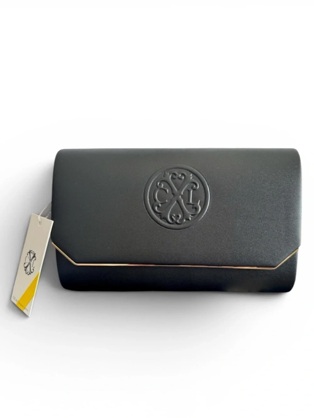 NWT CXL by Christian Lacroix Madison Smooth Clutch Bag Black Detachable Chain